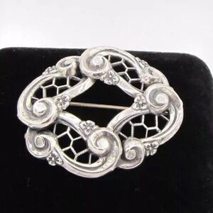 Vintage Beau STERLING SILVER Floral Brooch / Pin